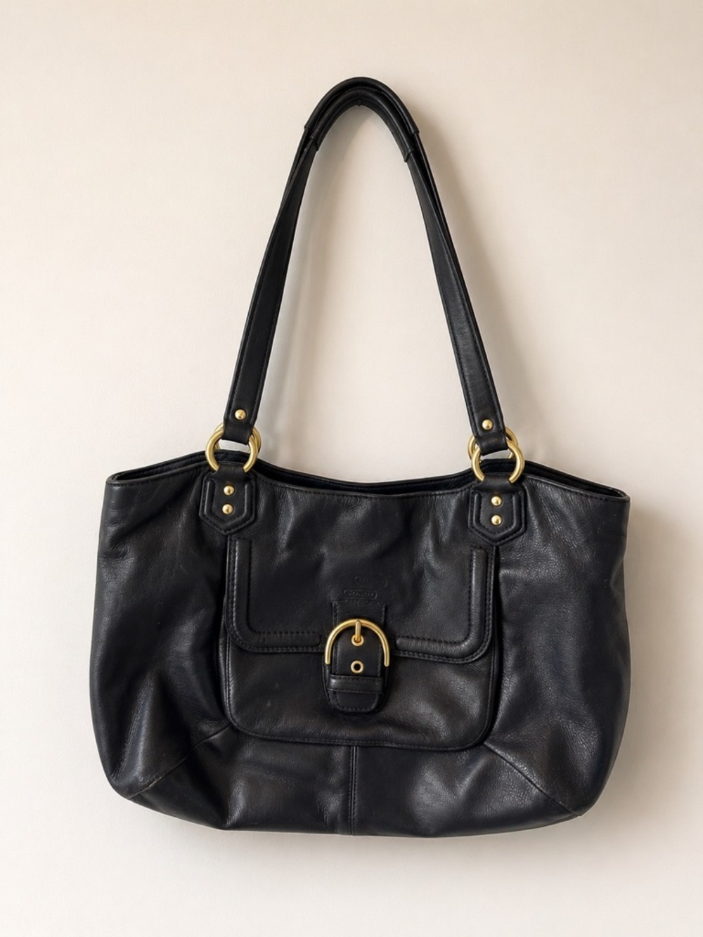 Vintage Leather COACH Tote Handbag with Gold Hardware